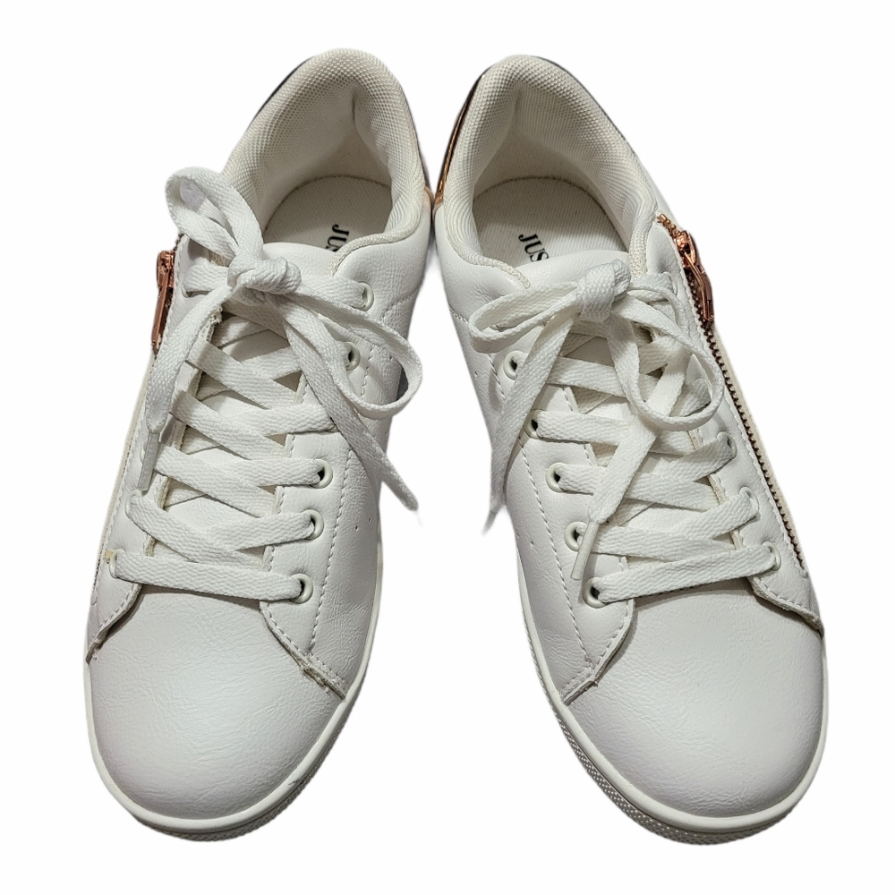 Women's Just Fab Sneakers Size 8.5 White/Rose Gold - Picture 3 of 9